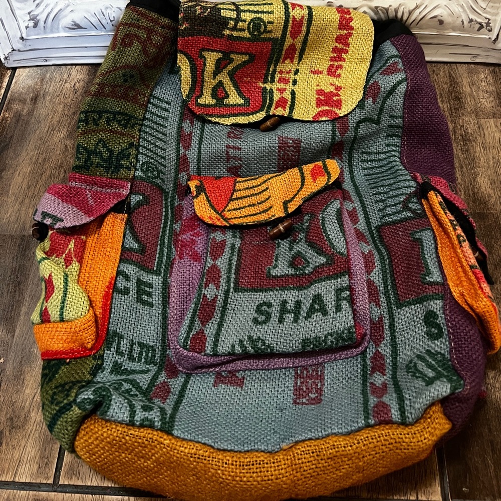 KATHMANDU Hobo Boho Jute Large Backpack Nepal
